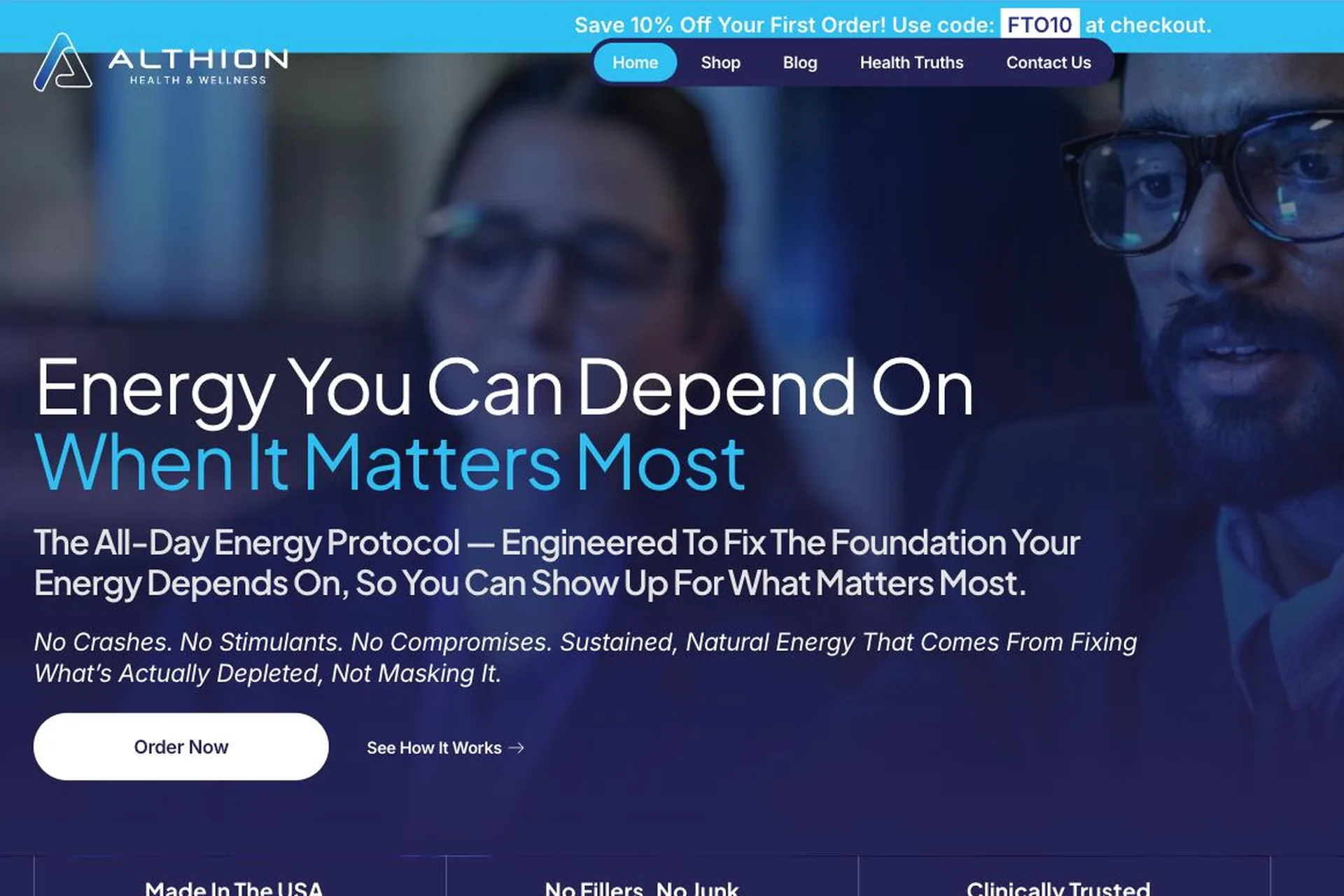 Althion supplement brand website by Awespire Studios